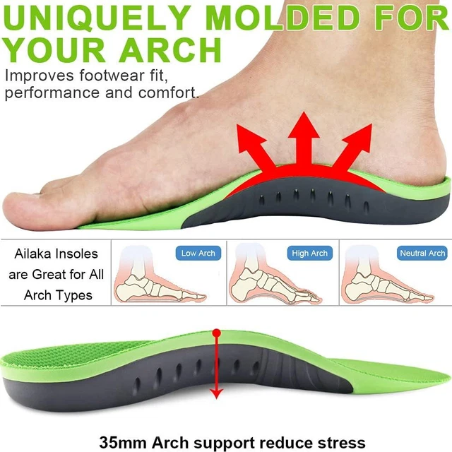 Semelles Orthopédiques DynWalker - Soulagement Douleur Pieds - Avec Gel - Vert - Taille S