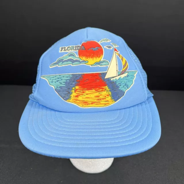 Vintage Florida Light Blue Mesh SnapBack Trucker Hat OS USA