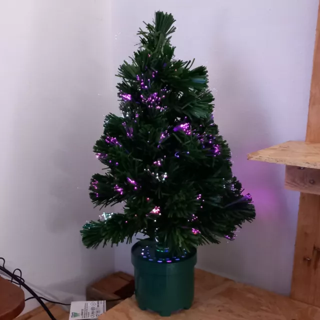 Albero di natale con luci fibre ottiche a LED multicolore RGB altezza cm 60