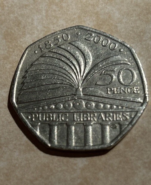 50P COIN UK 2000 Public Libraries 18502000 From Circulated £0.49