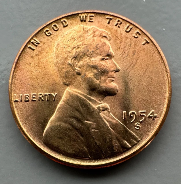 1954 S Lincoln Wheat Cent Penny US Coin 1c FREE SHIPPING!