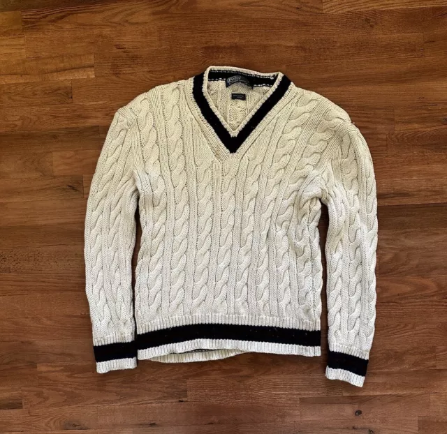 Vintage Polo Ralph Lauren Cable Knit Tennis Sweater Cotton 20.5W 27L