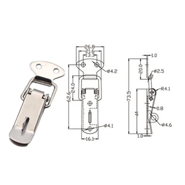 Scatola a molla in acciaio inox di lunga durata gancio ribaltabile (4 pz.)
