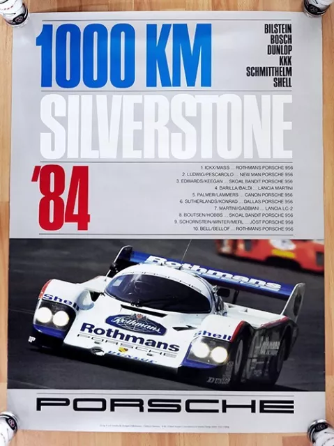 orig. Porsche Plakat Poster "1000 Km Silverstone" 1984 Rothmans 956 Ickx / Mass