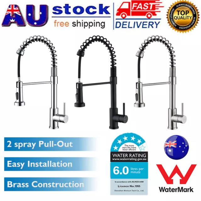 WELS Tall Kitchen Mixer Taps Pull Out Sink Faucet Laundry Tap Brass 360° Swivel