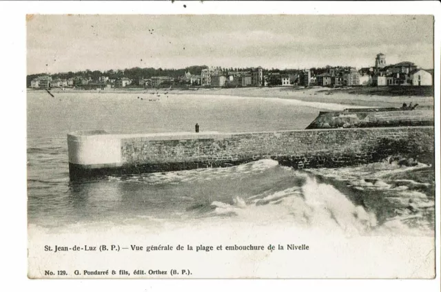 CPA-Carte Postale France-Saint Jean de Luz Vue générale de la Plage et embouchur