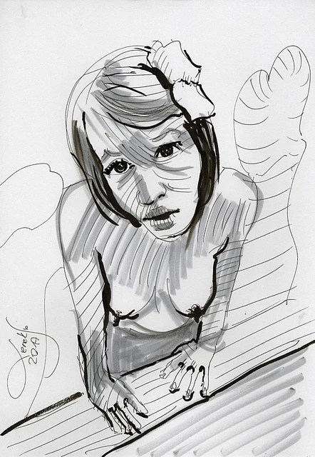 Imagen de dibujo de figura erótica desnuda Original (30x21) cm1169 COM