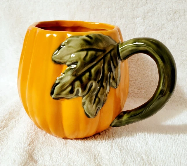 FALL Pumpkin Spice Coffee Cup Orange Mug Stem Handle Tea Hot Cocoa preowned FALL Pumpkin Spice Coffee Cup Orange Mug Stem Handle Tea Hot Cocoa preowned