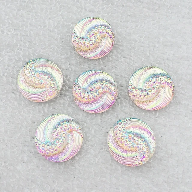 15 Stck. Harz Rund Glitzer Wirbel Flache Rückseite Dekodierung Kawaii 20 mm Strukturiert Luxus 3