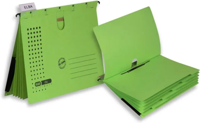 Elba Mehrfach-Hängehefter chic, für A4, aus Karton, grün, 5 Stück