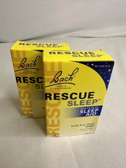 2 X Bach RESCATE Sueño Ayuda Natural para Dormir Spray Homeopático 7 ml No Adictivo 2 PK
