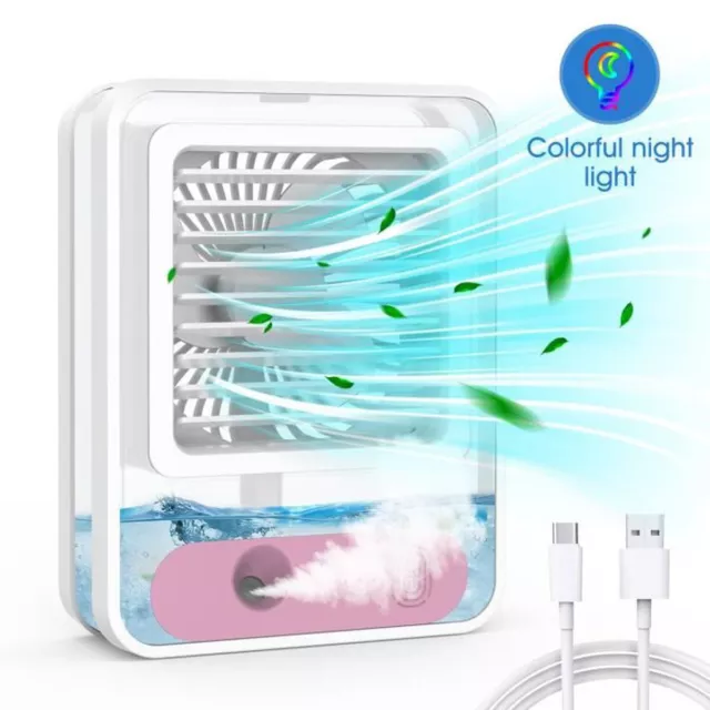 Mini Climatiseur Portable Silencieux Rechargeable USB Humidificateur 2500 mAh