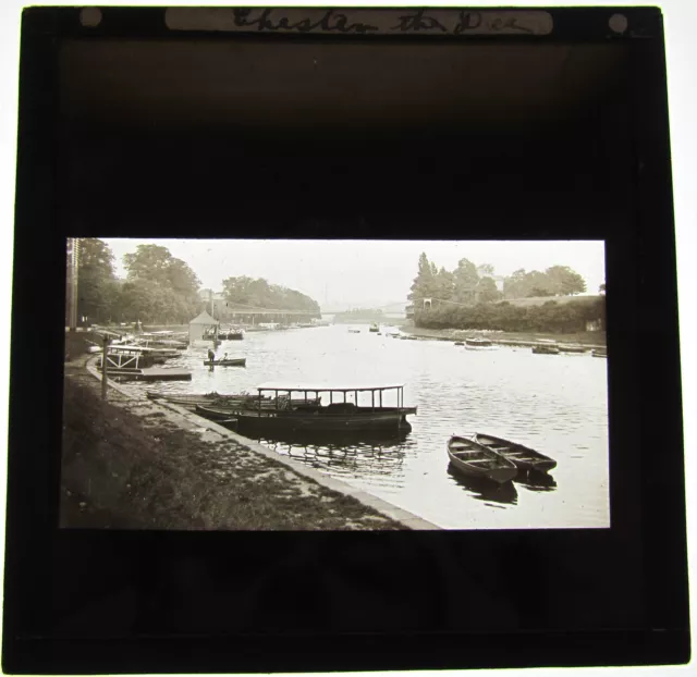 Glass Magic lantern slide THE PIER AT CHESTER C1900   RIVER DEE