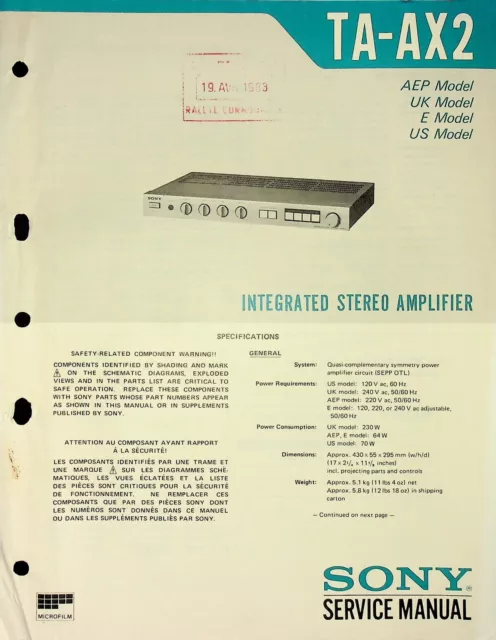 Service Manual SONY TA-AX2