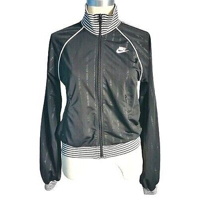 Nike Girls Jacket Black White Size L 14-16 Years 'Be True To Your School' Zip