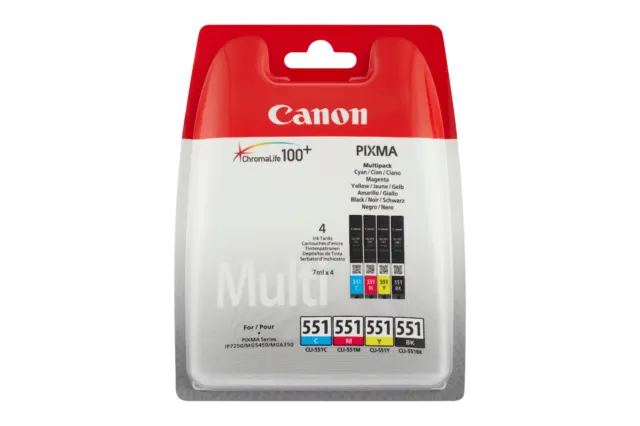 Canon CLI-551 Multipack Tintenpatronen PIXMA IP7250/MG6350 4 x 7ml