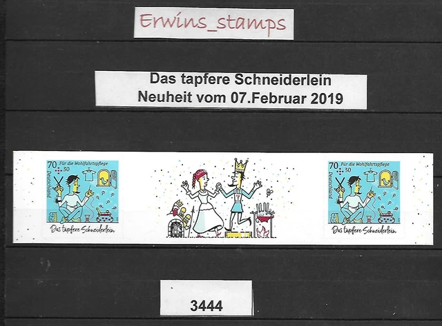 35243 Bund 7.Februar 2019 Mi.-Nr.: 3444 I mit Zierfeld selbstklebend postfrisch