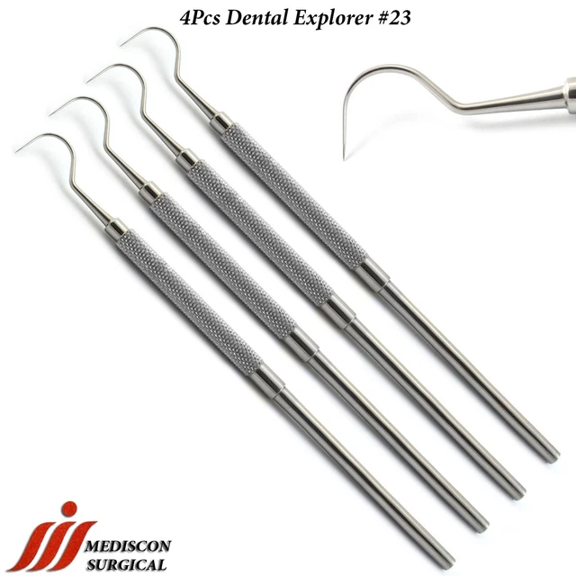 4Pcs Dental Explorer 23 Probes Hook Sharp End Pick Hygienist Examination Caries