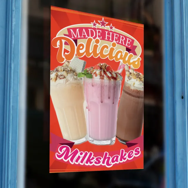 Milkshakes Sold Here Printed Vinyl Wall Window Shop Sign Cafe Adhesive Kiosk