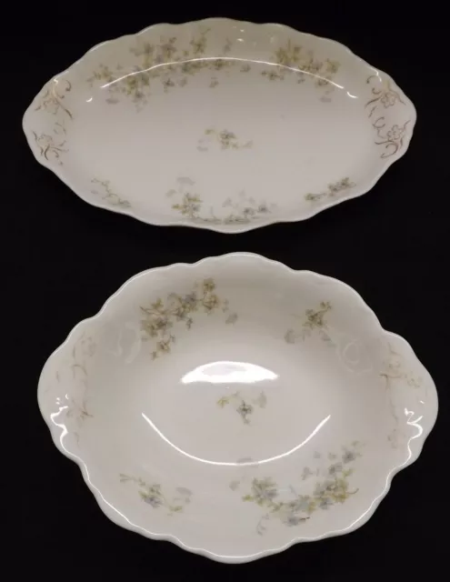 Onondaga OPco Syracuse China Blue Flower Small Platter & Oval Vegetable Bowl