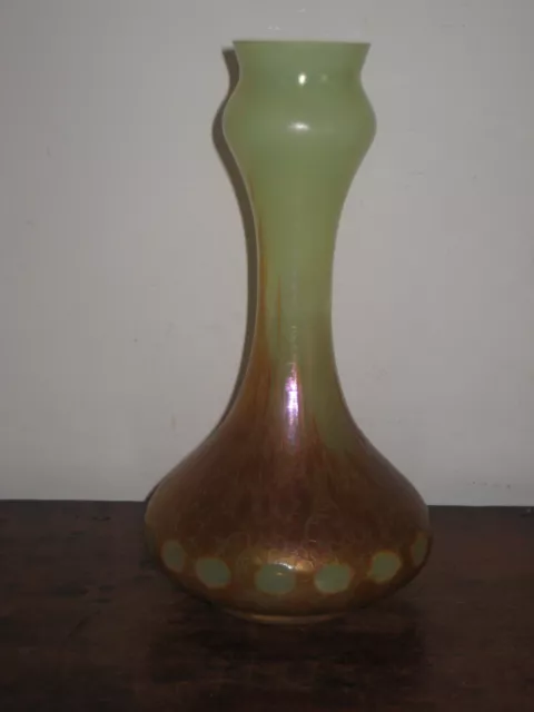 Bohemian Tall Glass Vase  With Facet Cut Decoration Jugendstil Art Nouveau