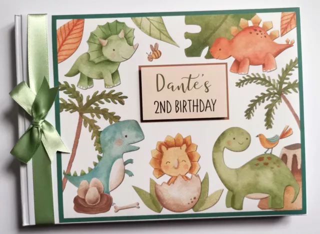 Personalisiertes Baby Dinosaurier Geburtstag Gästebuch, Dinosaurier Thema Baby Duschbuch