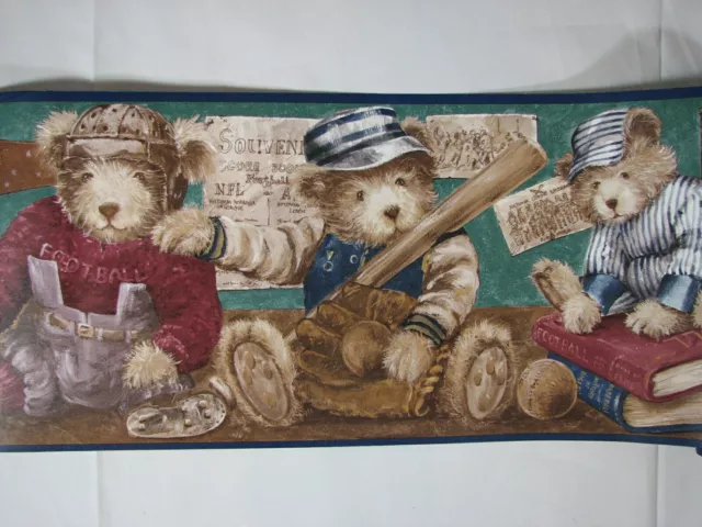 4 Rolls Encore Prepasted Wallpaper Border B24040B Bears Sports Baby Nursery