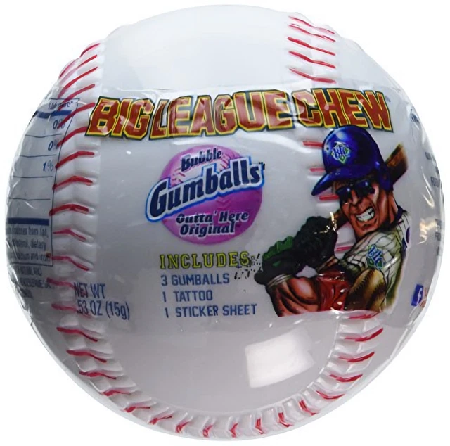 Big League Chew Bubble Gumballs Baseball with Sticker Sheet - 12 Ct. Case