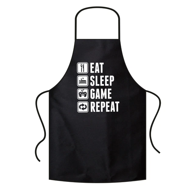 EAT SLEEP GAME REPEAT Gamer Zocker Admin detti divertimento grembiule da barbecue grembiule per lopette