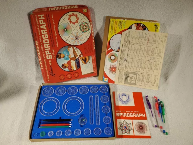 Vtg 1967 Kenner's No. 401 Spirograph Drawing Patterns Toy Complete Set Blue Tray