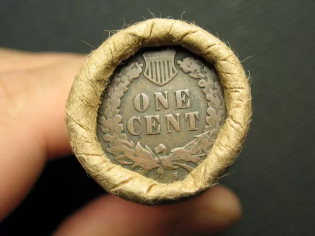 ESTATE COIN ROLL w/ S-MINT INDIAN HEAD! 50ct LINCOLN WHEAT CENT PENNY ~LOT 90ss