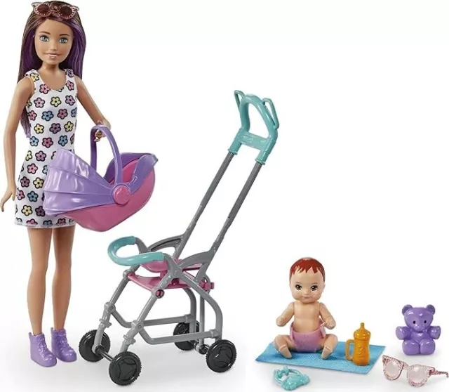 Barbie Skipper Babysitters Inc. Playset Stroller Baby Plus 5 Accessories New