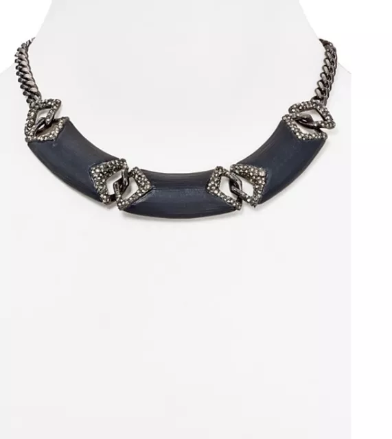 Alexis Bittar Black Encrusted Chevron Link Bib Necklace.*****NEW*******$345*****