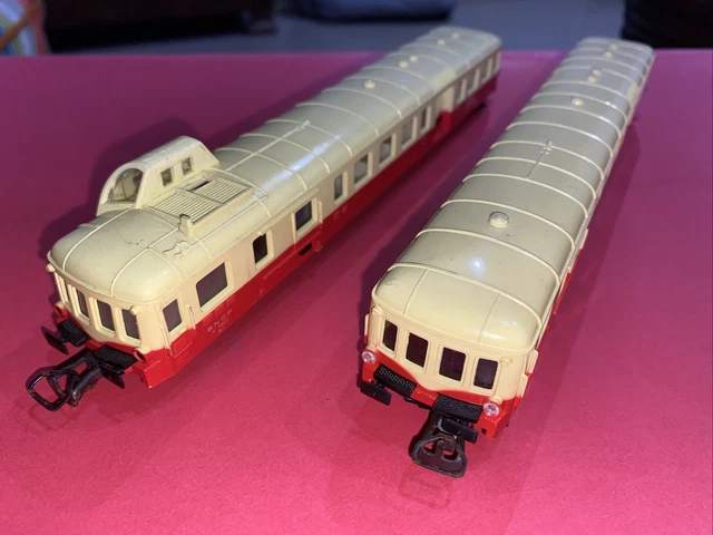 TRAIN HO JOUEF autorail X3800 Picasso 1 motrice 2 voitures 3 éléments années 70 EUR 49,00