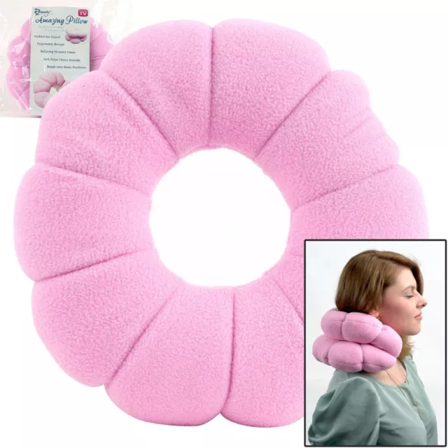 Remedy Amazing Travel Memory Foam Lumbar Headrest Neck Pillow Pink