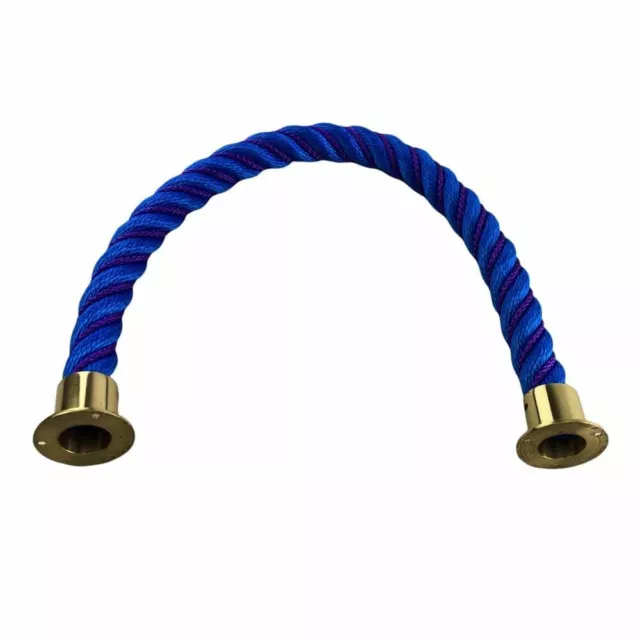 Cuerda de barrera de línea suave azul de 24 mm desparasitada en púrpura x 3 m c/w extremos de copa de latón 2