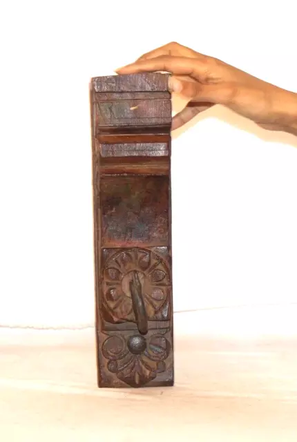 Vintage Wooden Hand Carved Wall Hook Coat/Key Hanger Old Original 11610 2