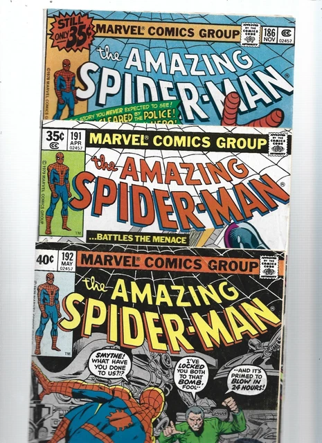MARVEL AMAZING SPIDER-MAN *LOT OF 3 KEYS* #s 186,191,192 (DEATH SPENSTER SMYTHE)