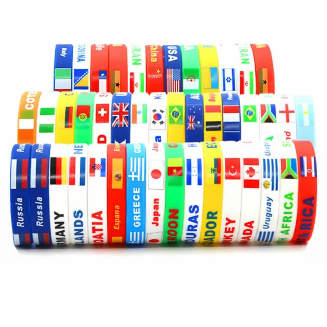 Fashion World Cup Country Flag Silicone Rubber Bracelet Sport Soccer Wristband 2