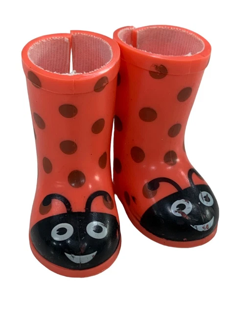 American Girl Wellie Wishers Willa Meet Outfit Ladybug Rain Boots Red Polka Dot
