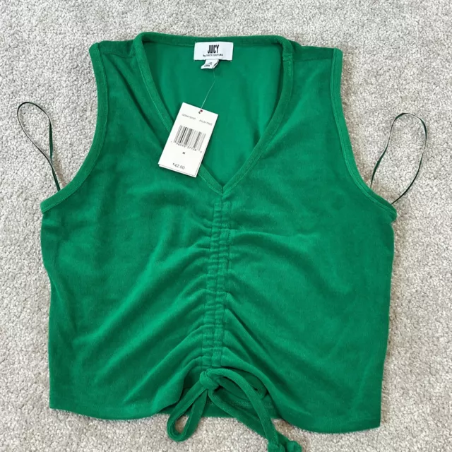 NWT Juicy Couture Palm Tree Green V-Neck Sleeveless Crop Tank Size Medium Women