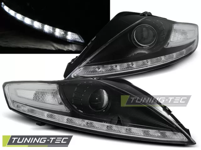 LED Tagfahrlicht Design Scheinwerfer für Ford Mondeo MK2 07-10 schwarz