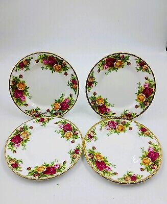 Royal Albert England Set of 4 Bone China Old Country Roses 6" Bread/Snack Plates