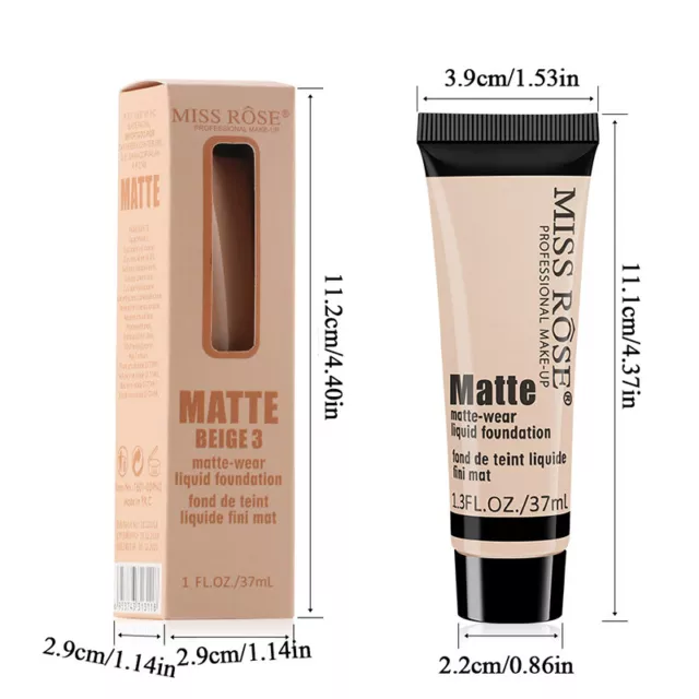 Miss Rose Matte Face Liquid Foundation Cream Concealer Primer Waterproof〕 F 3