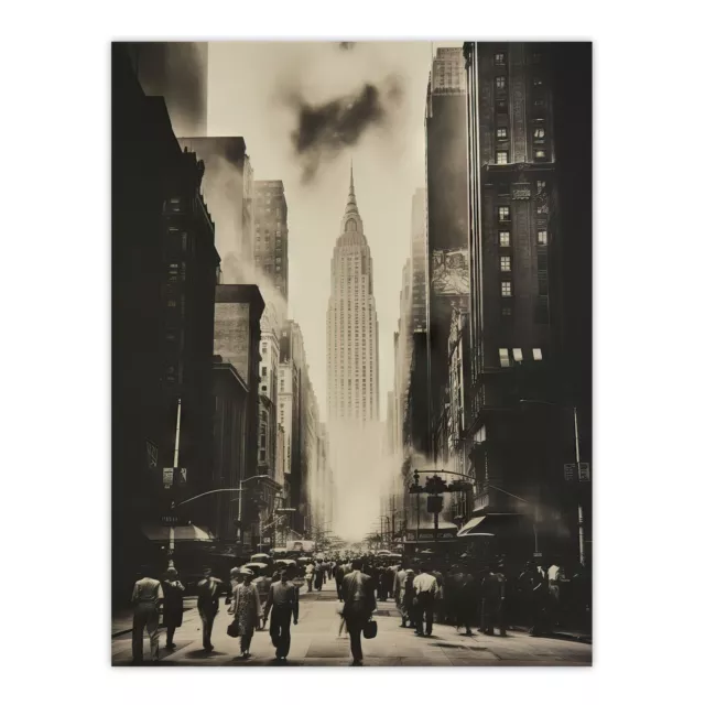 New York Cityscape Empire State Building Black White 1952 Wall Art Poster Print