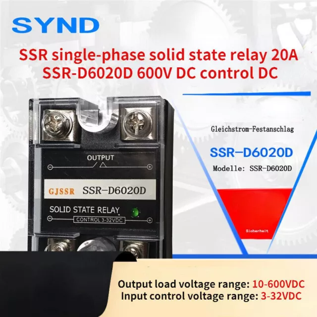 SSR single-phase solid state relay 20A SSR-D6020D 600V DC control DC