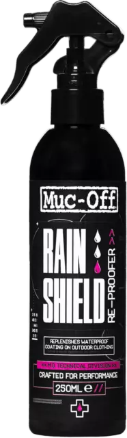 MUC-OFF RAIN SHIELD RE-PROOFER Fabric Waterproof Dirt Repellant Spray 250ml