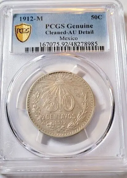1919-M Mexico 20 Centavos Silver  Certified PCGS Genuine AU - Detail - Cleaned