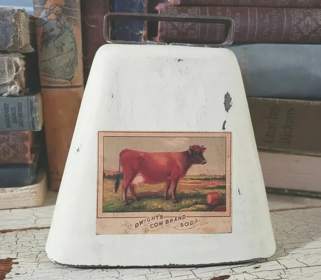 Vintage White Cow Bell Dairy Advertising Rustic Country Farmhouse Barn Decor