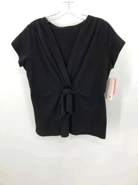 Luna Luz Black Size Large Cotton Knotted Blouse